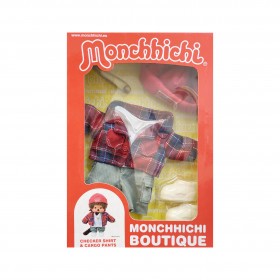 Monchhichi服裝 格子外套工裝褲套装