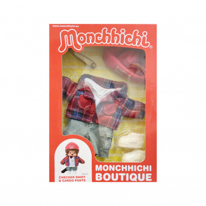 Monchhichi服裝 格子外套工裝褲套装