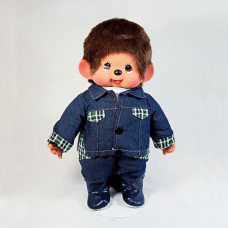 Monchhichi 格仔服裝男孩(綠色)(中型)