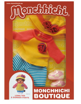 Monchhichi 長袖T恤藍白間條褲子套裝
