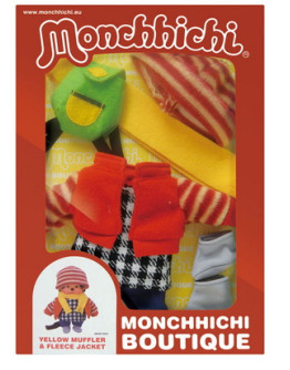 Monchhichi 黃色頸巾絨毛外套套裝