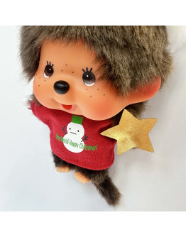 Monchhichi 大頭紅色聖誕節帽男孩掛件