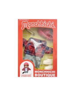 Monchhichi服裝 格子外套工裝褲套装