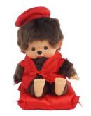 Monchhichi 紅色背心坐款 S號