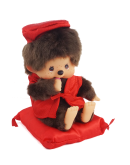 Monchhichi 紅色背心坐款 S號
