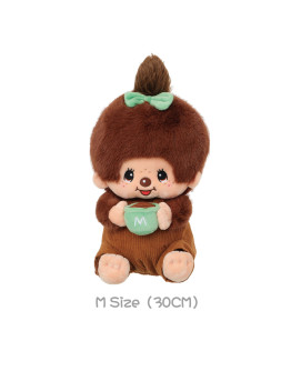 Monchhichi 咖啡坐款毛絨系列女孩 (中型)