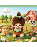 Monchhichi 咖啡坐款毛絨系列女孩 (中型)